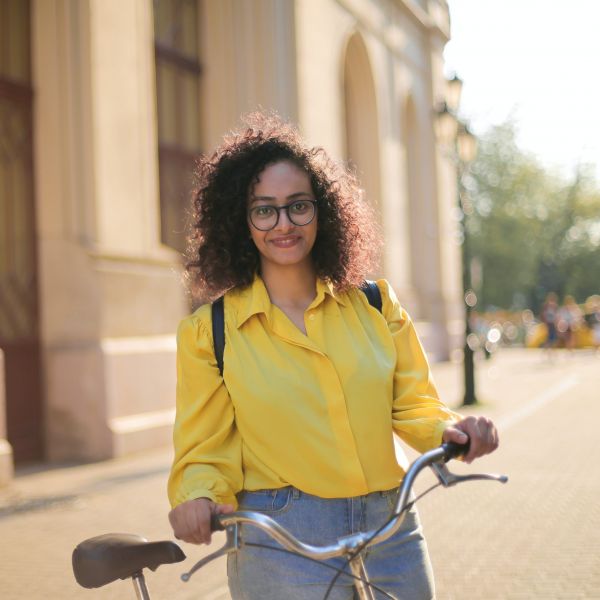 woman riding her bike