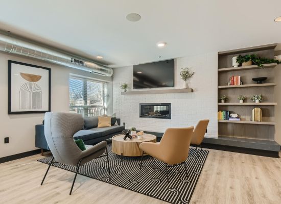 friends hanging out in Beam Apartments and Townhomes Club Room